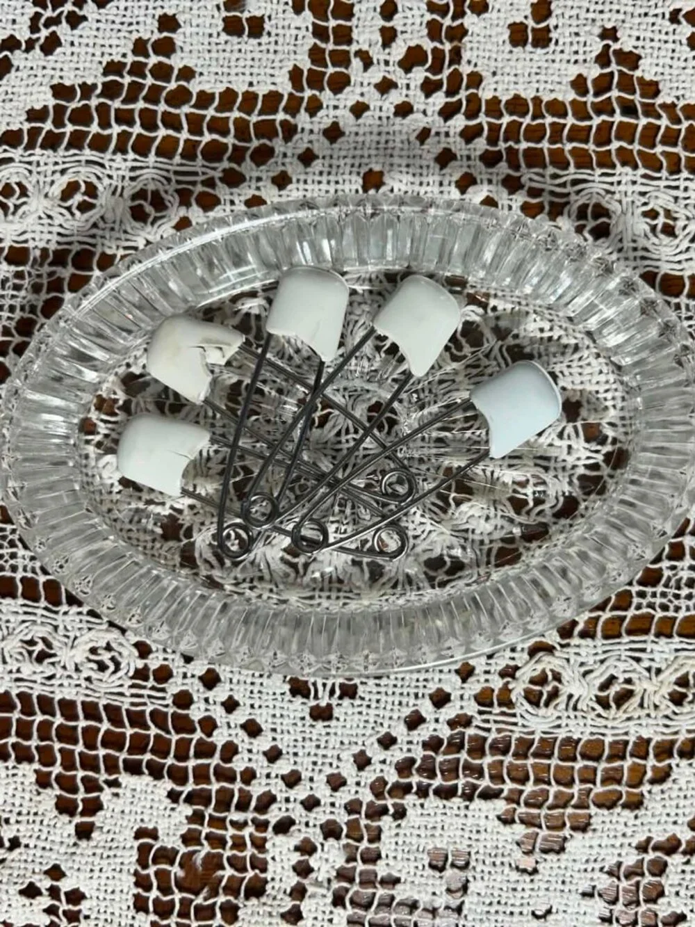 Vintage White Diaper Safety Pins - Set of 5